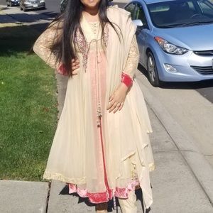 4 pc Beige Indian Pakistani anarkali